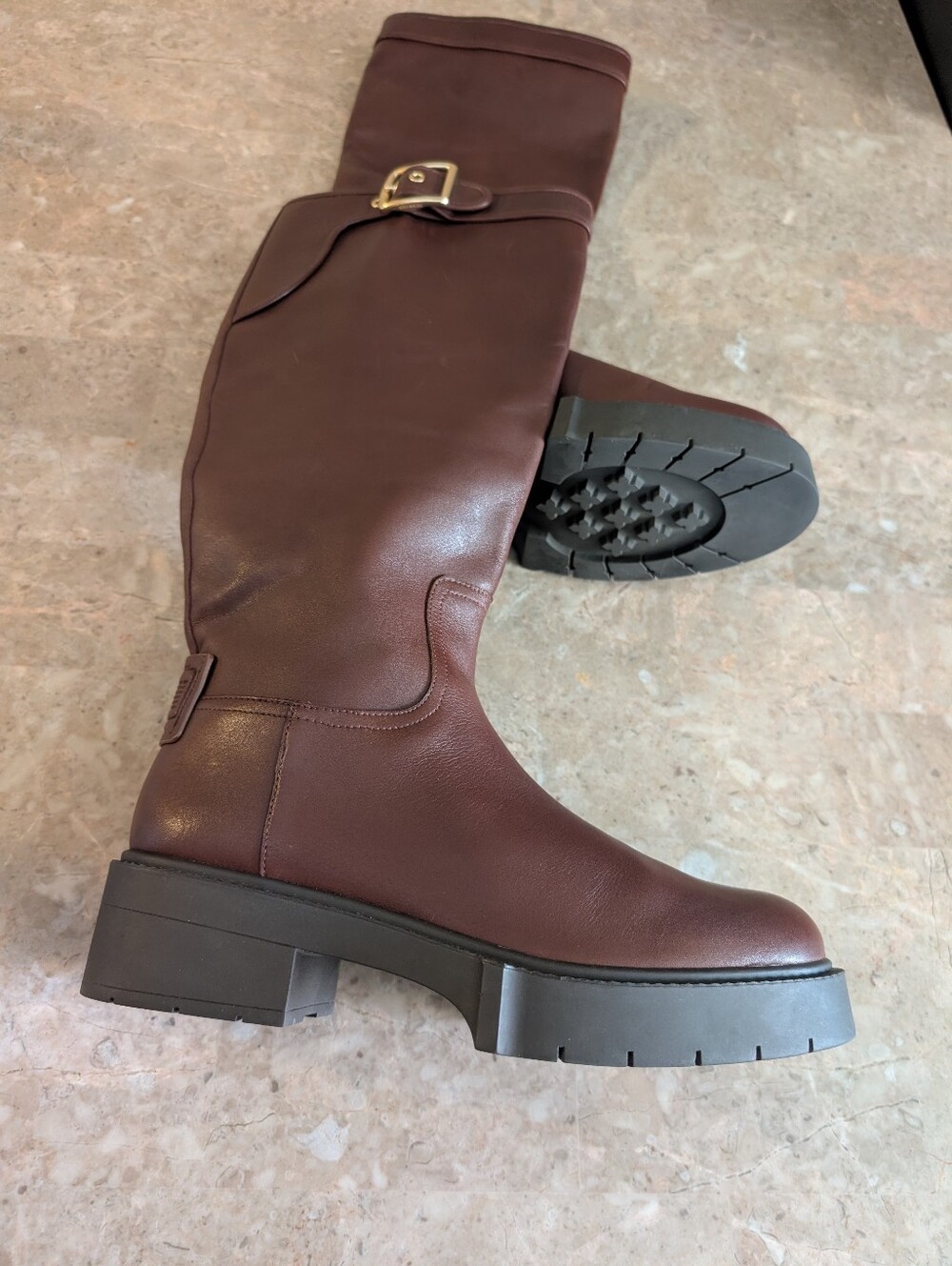 Coach Lili Buckled Leather Boots Walnut Brown #CD153 Women's Size 10B Regular - Picture 6 of 11